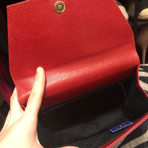 Authentic Yves Saint Laurent YSL red orange clutch - Picture 5 of 8